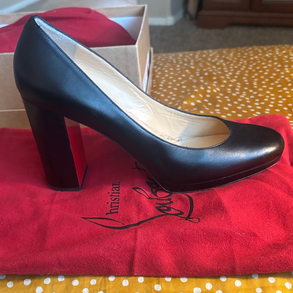 Christian Louboutin Black Block Heel Pumps
